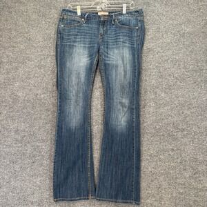 Banana Republic Bootcut Flare‎ Jeans Men 28 Blue Stretch Flap Pocket Distressed